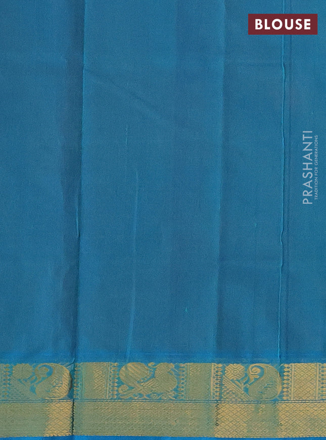 Silk cotton saree dual shade of pink and cs blue with plain body and zari woven border