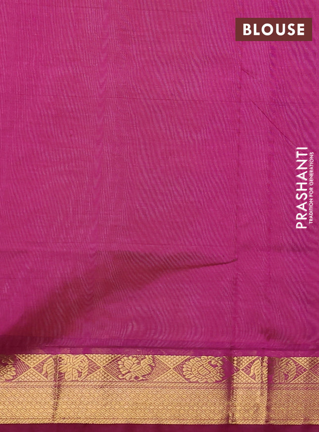 Silk cotton saree pale orange and pink with plain body and zari woven border