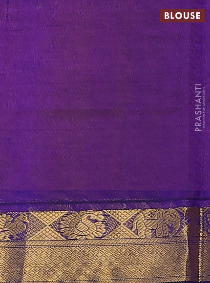 Silk cotton saree mustard yellow and blue with plain body and zari woven border