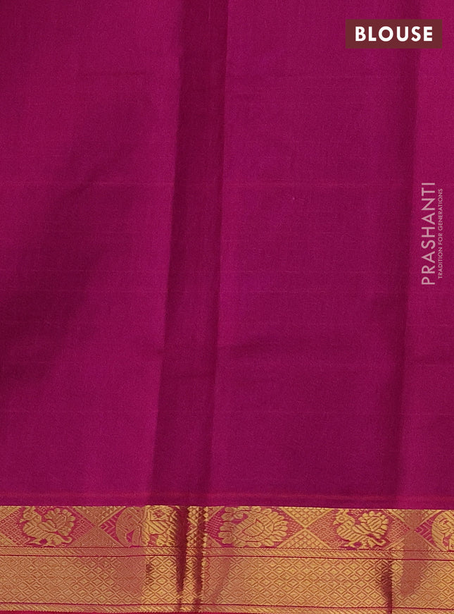 Silk cotton saree blue and pink with plain body and zari woven border