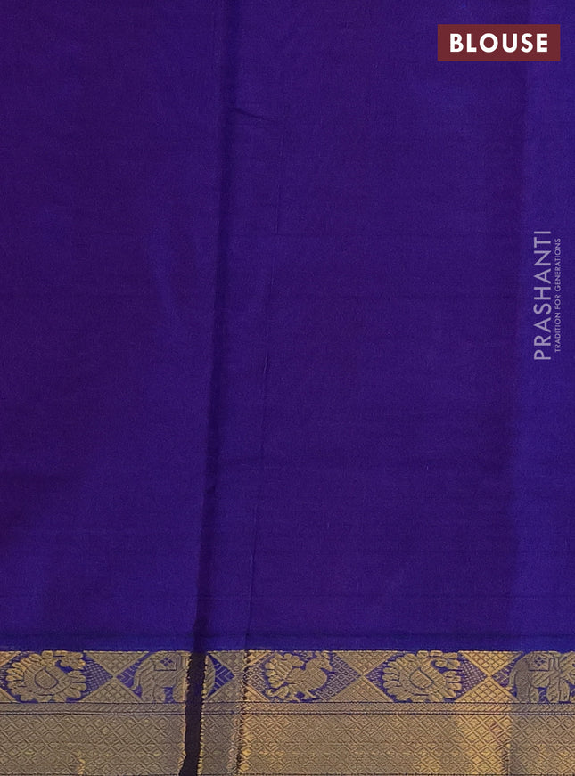 Silk cotton saree pink and blue with plain body and zari woven border