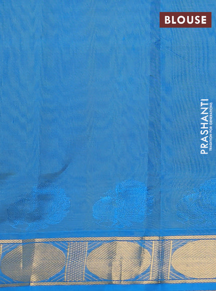 Silk cotton saree lime yellow and cs blue with plain body and zari woven border