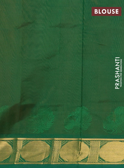 Silk cotton saree mustard yellow and green with plain body and zari woven border