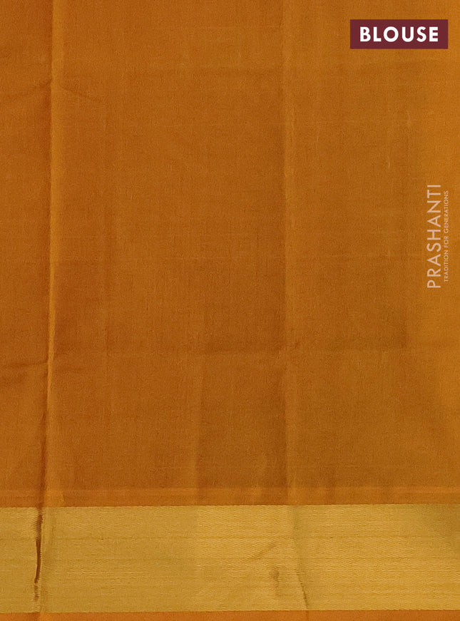 Silk cotton saree maroon and mustard yellow with plain body and zari woven border