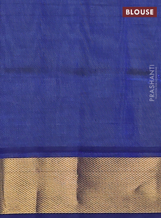 Silk cotton saree pastel green and blue with plain body and zari woven border