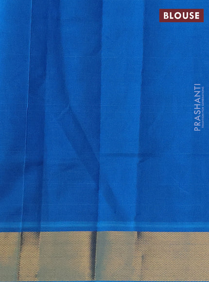 Silk cotton saree blue and cs blue with plain body and zari woven border