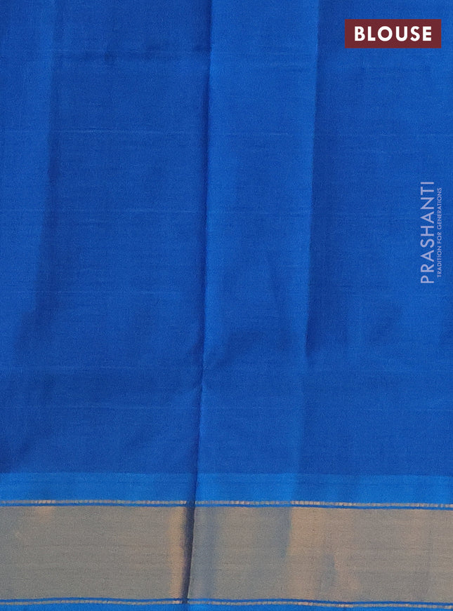 Silk cotton saree violet and cs blue with plain body and zari woven border