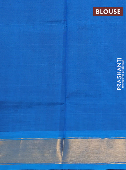 Silk cotton saree deep maroon and cs blue with plain body and zari woven border