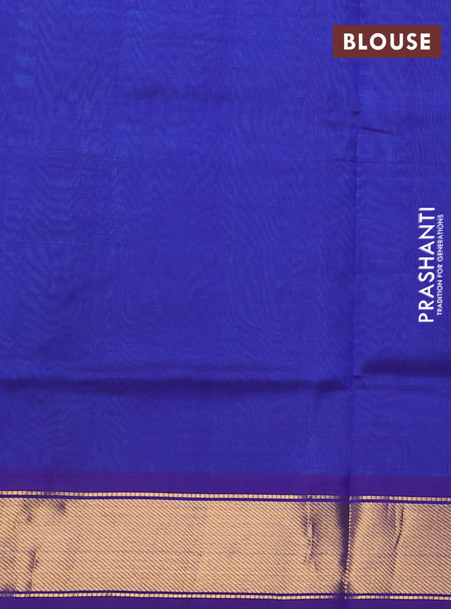 Silk cotton saree light blue and blue with plain body and zari woven border