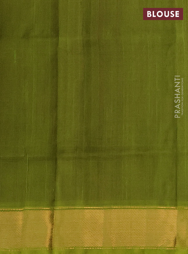 Silk cotton saree purple and light green with plain body and zari woven border