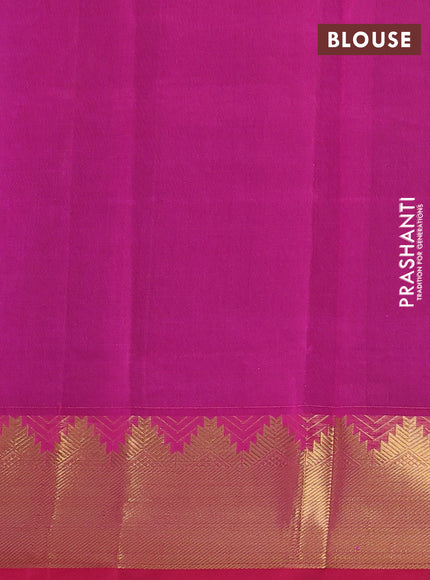 Silk cotton saree blue and dark pink with plain body and zari woven border