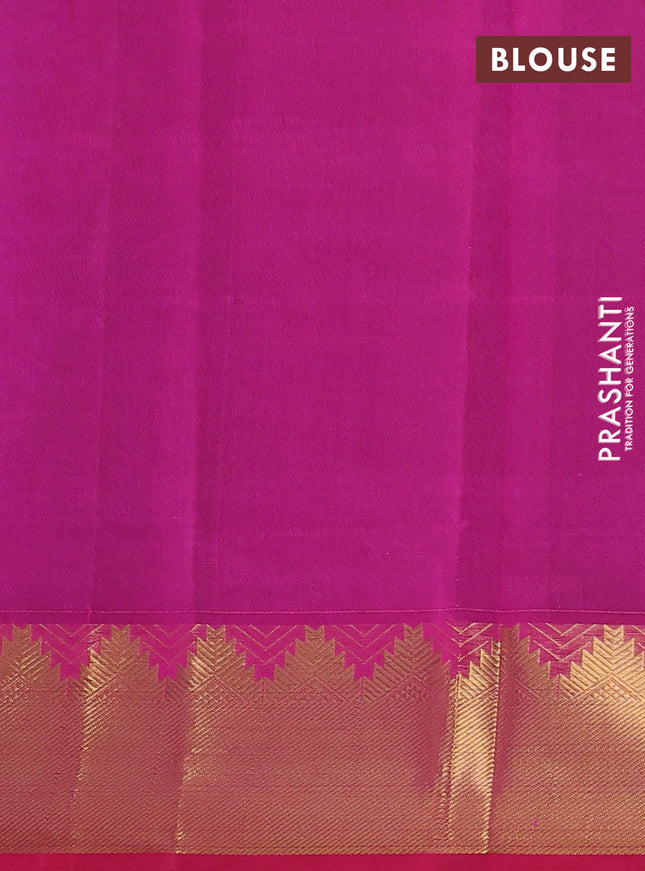 Silk cotton saree blue and dark pink with plain body and zari woven border
