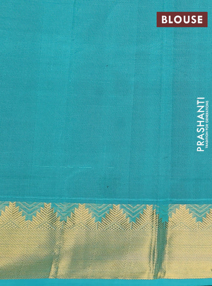 Silk cotton saree maroon and teal blue with plain body and zari woven border