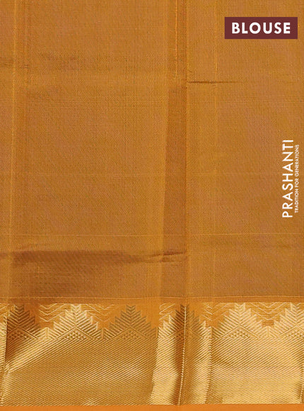 Silk cotton saree blue and mustard yellow with plain body and zari woven border