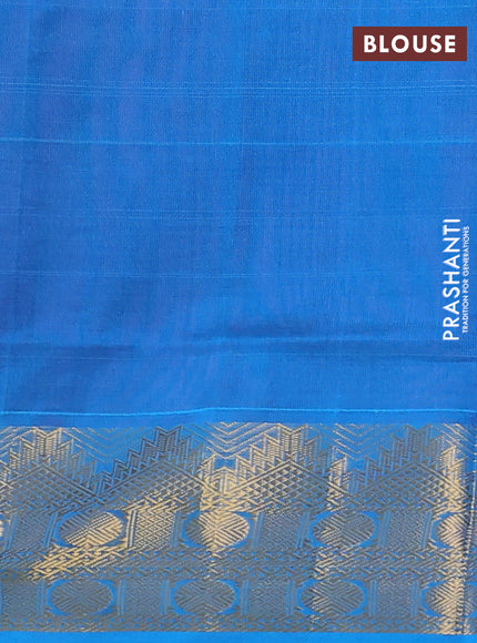 Silk cotton saree purple and cs blue with plain body and zari woven border