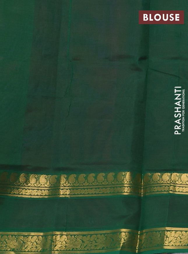 Silk cotton saree dual shade of pink and green with plain body and rettapet zari woven border