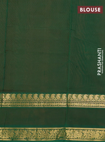 Silk cotton saree orange and green with plain body and rettapet zari woven border