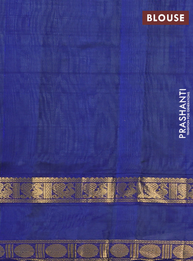 Silk cotton saree pastel green and blue with plain body and rettapet zari woven border