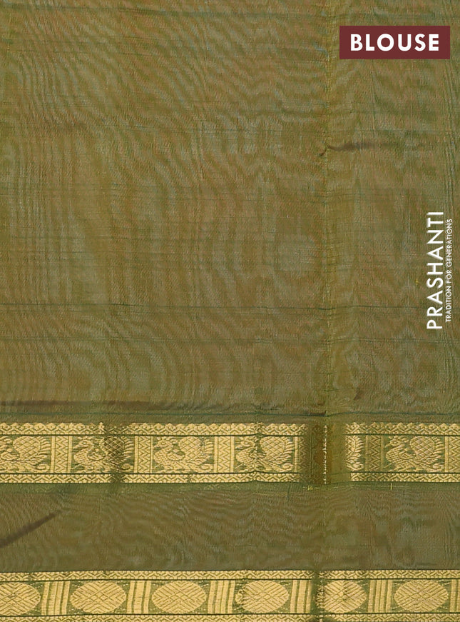 Silk cotton saree orange and dual shade of light green with plain body and rettapet zari woven border