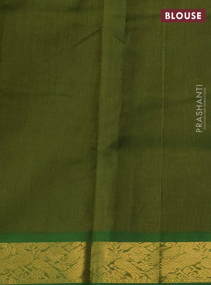 Silk cotton saree maroon and mehendi green with plain body and zari woven border