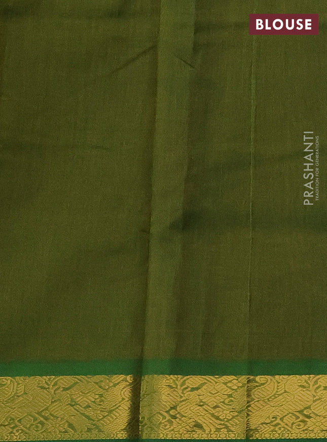 Silk cotton saree maroon and mehendi green with plain body and zari woven border