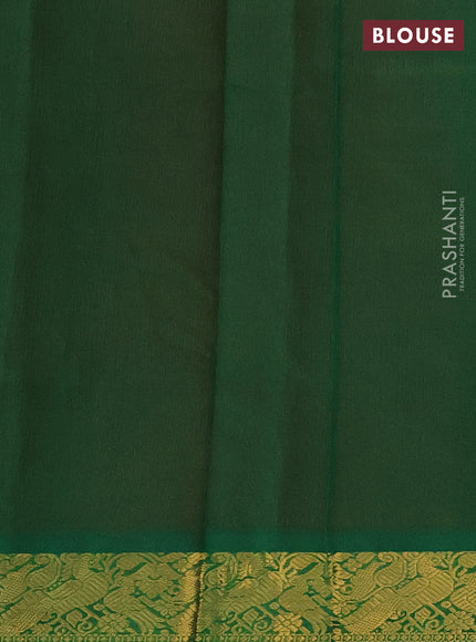 Silk cotton saree dual shade of peach pink and green with plain body and zari woven border