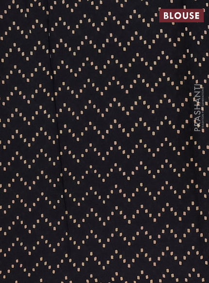 Jaipur cotton saree black and red with allover zig zag prints and printed border