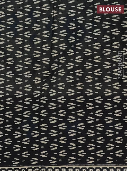 Jaipur cotton saree light blue and black with allover ikat prints and printed border