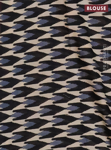 Jaipur cotton saree red and black with allover zig zag prints and printed border