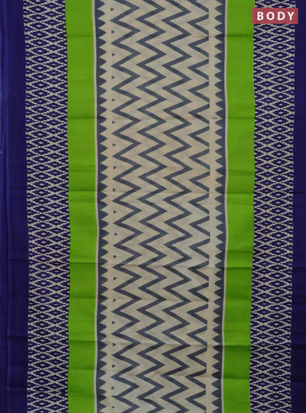 Jaipur cotton saree multi colour and blue with allover ikat prints and printed border