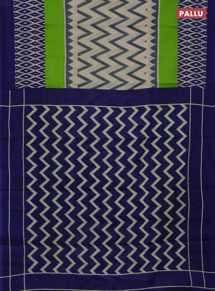 Jaipur cotton saree multi colour and blue with allover ikat prints and printed border