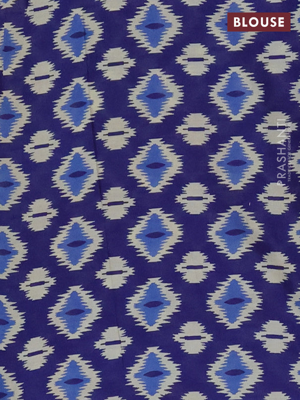 Jaipur cotton saree multi colour and blue with allover ikat prints and printed border