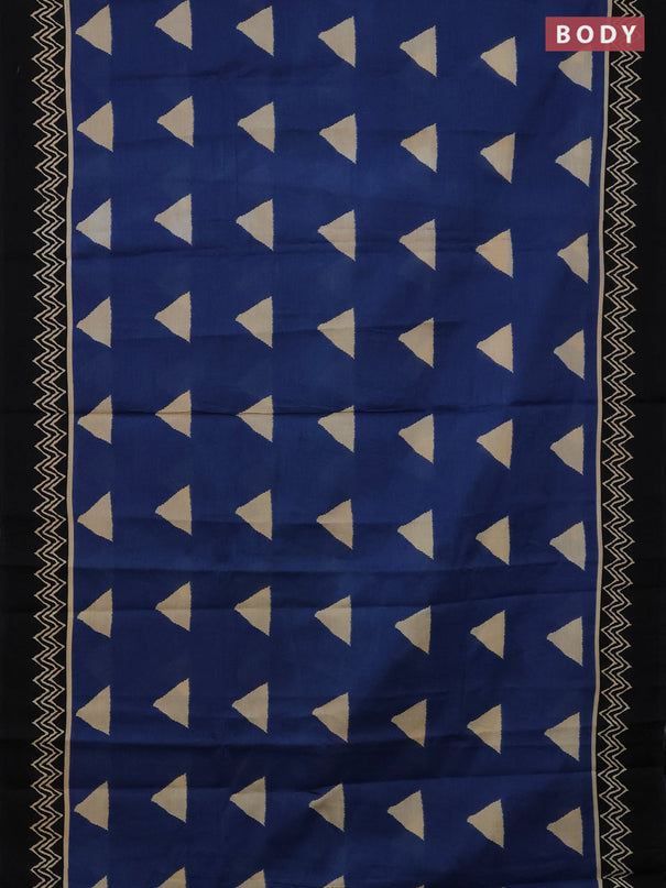Jaipur cotton saree blue and black with geometric butta prints and printed border
