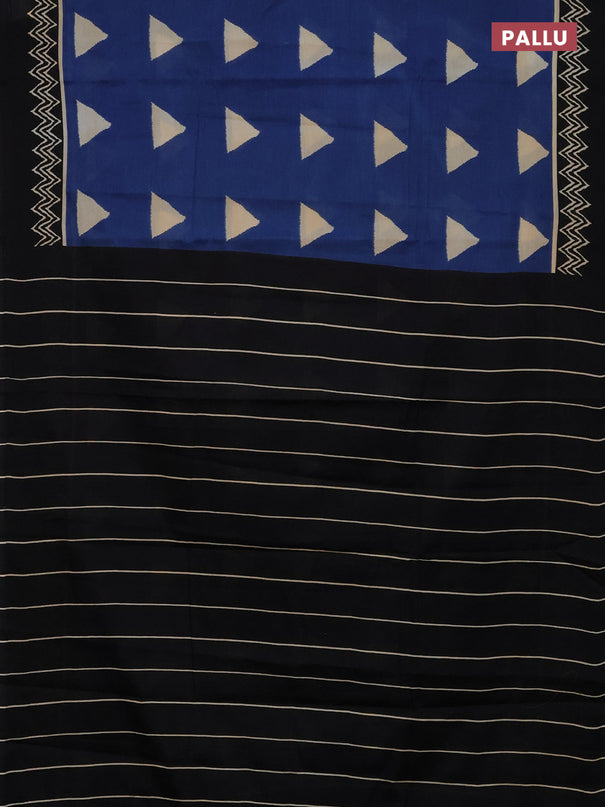 Jaipur cotton saree blue and black with geometric butta prints and printed border