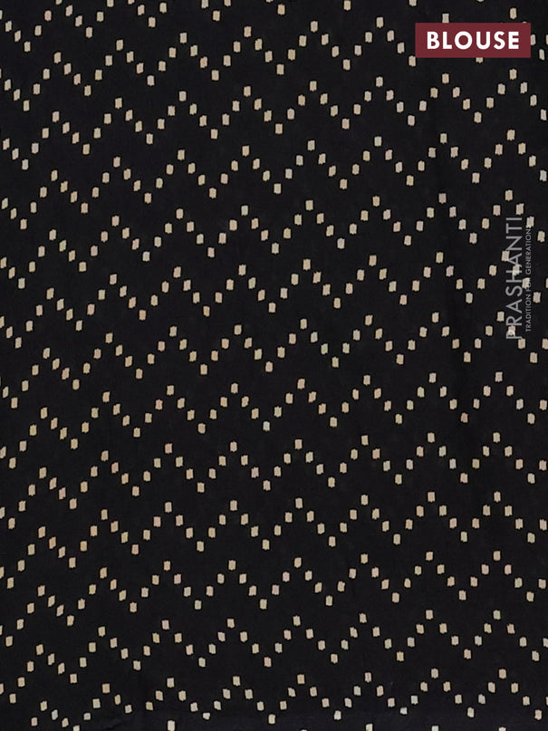 Jaipur cotton saree blue and black with geometric butta prints and printed border