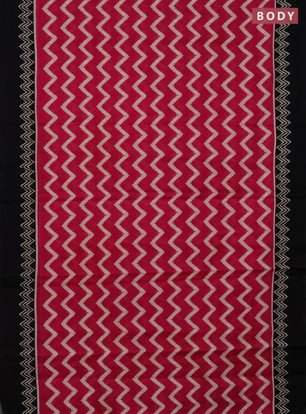 Jaipur cotton saree pink and black with allover zig zag prints and printed border