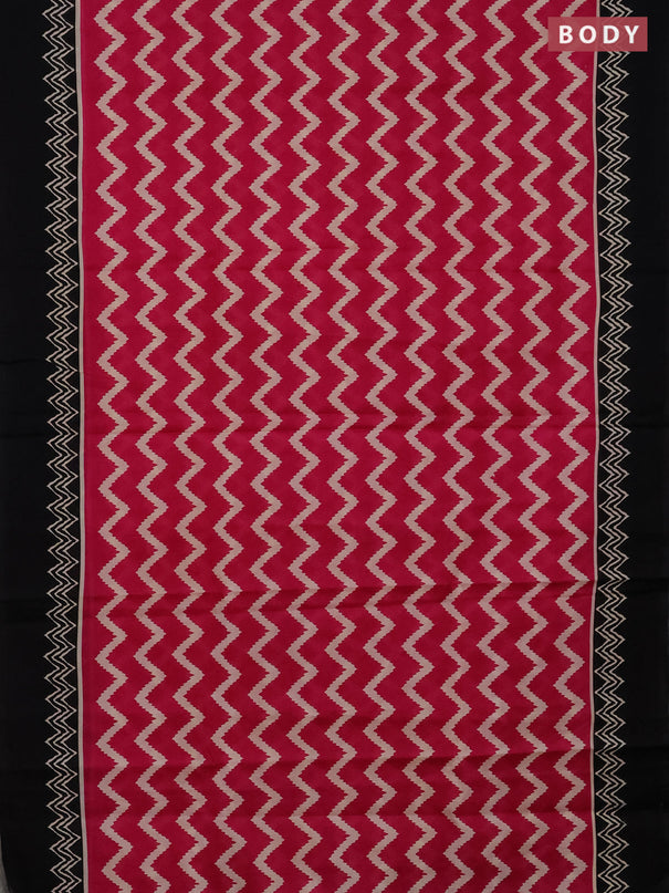 Jaipur cotton saree pink and black with allover zig zag prints and printed border