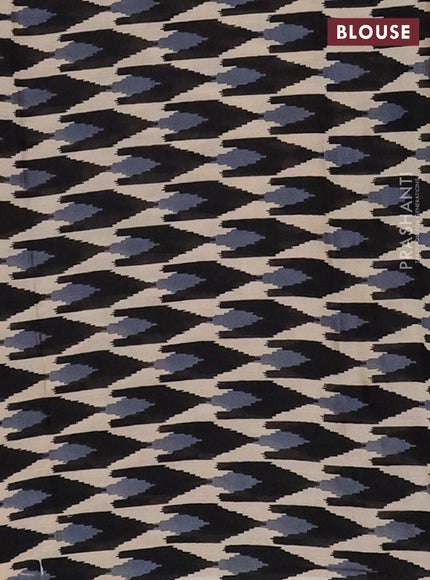 Jaipur cotton saree pink and black with allover zig zag prints and printed border