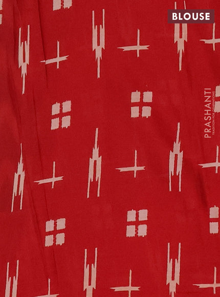 Jaipur cotton saree grey and red with allover zig zag prints and printed border