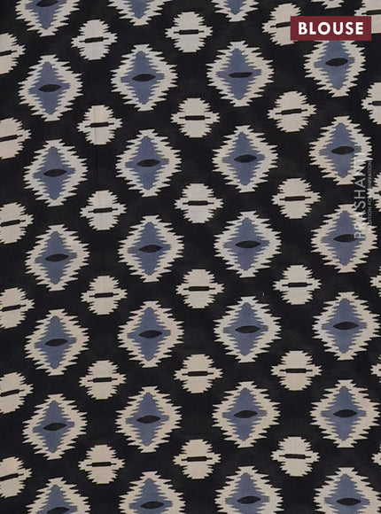 Jaipur cotton saree grey beige and black with allover zig zag prints and printed border