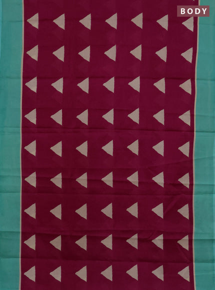 Jaipur cotton saree pink and teal green shade with geometric butta prints and printed border