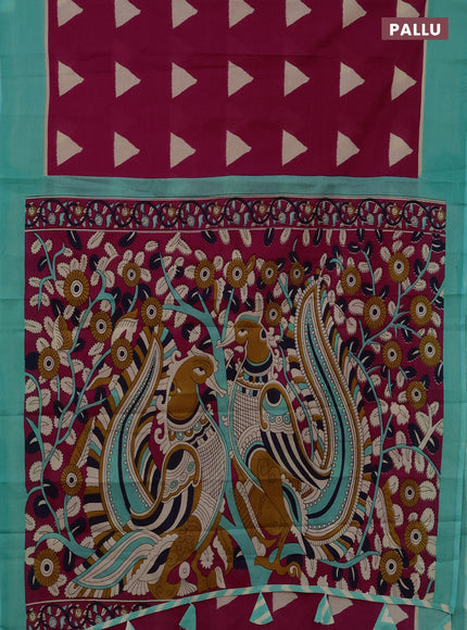 Jaipur cotton saree pink and teal green shade with geometric butta prints and printed border