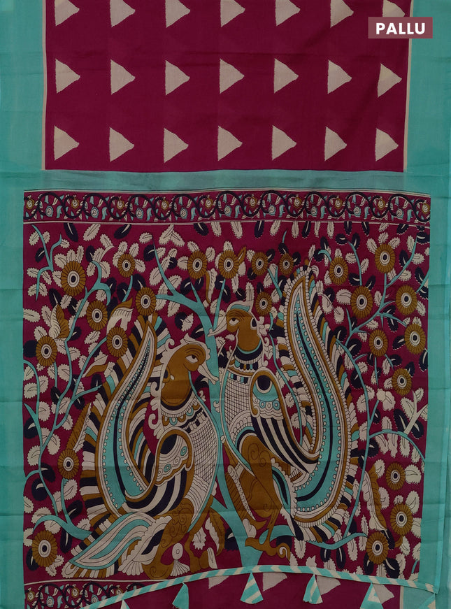 Jaipur cotton saree pink and teal green shade with geometric butta prints and printed border