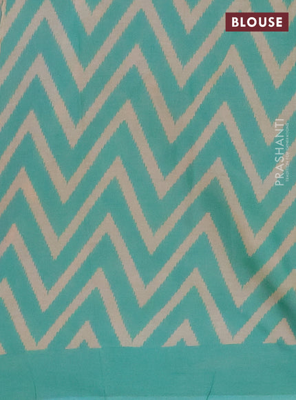 Jaipur cotton saree pink and teal green shade with geometric butta prints and printed border