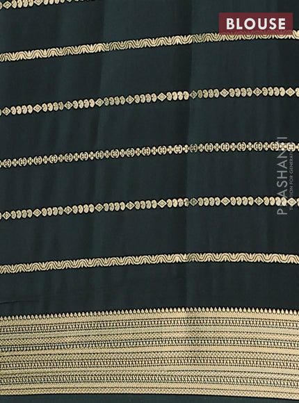 Semi mysore silk saree light pink and dark green with allover veldhari weaves and zari woven border