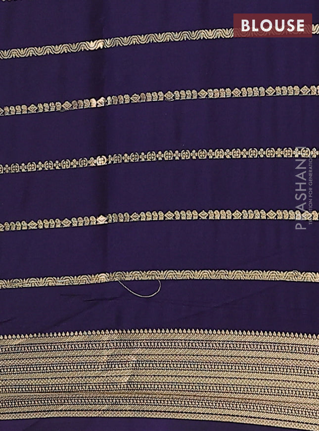 Semi mysore silk saree teal green and deep violet with allover veldhari weaves and zari woven border