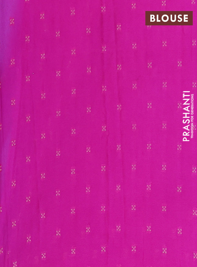 Semi mysore silk saree cs blue and pink with allover zari checked pattern and zari woven border