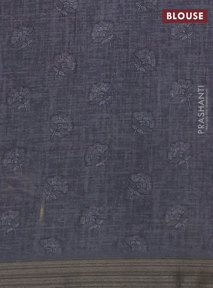 Semi tussar saree elephant grey with allover kalamkari prints and zari woven border