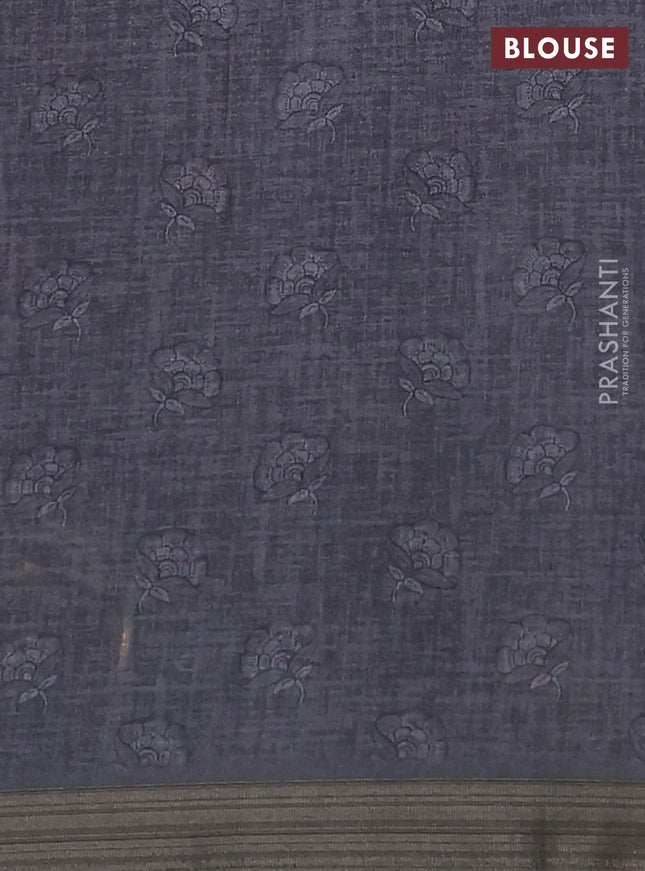 Semi tussar saree elephant grey with allover kalamkari prints and zari woven border