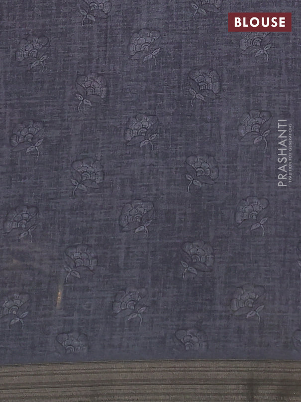 Semi tussar saree elephant grey with allover kalamkari prints and zari woven border